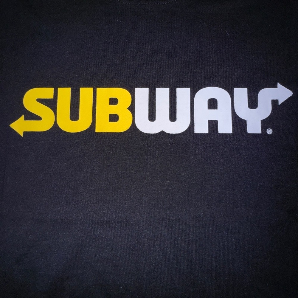 Subway Graphic Logo T-Shirt Men M LIKE NEW Black Cotton Blend Tee